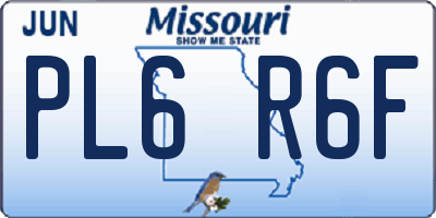 MO license plate PL6R6F