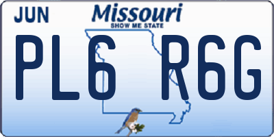 MO license plate PL6R6G