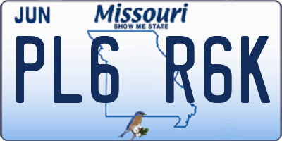 MO license plate PL6R6K