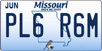 MO license plate PL6R6M