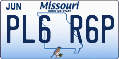 MO license plate PL6R6P