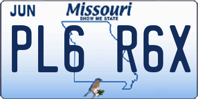 MO license plate PL6R6X