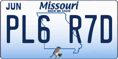MO license plate PL6R7D