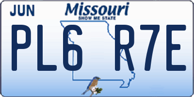 MO license plate PL6R7E