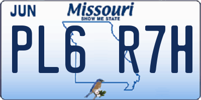 MO license plate PL6R7H