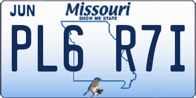 MO license plate PL6R7I