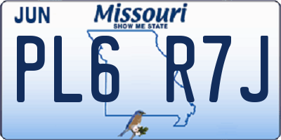 MO license plate PL6R7J