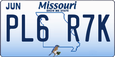 MO license plate PL6R7K