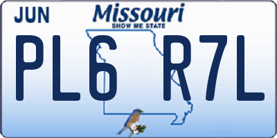 MO license plate PL6R7L