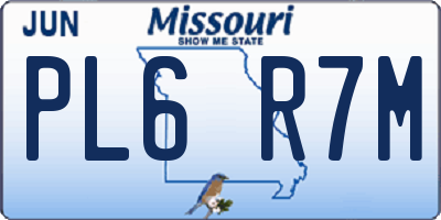 MO license plate PL6R7M