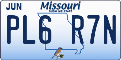 MO license plate PL6R7N