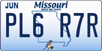 MO license plate PL6R7R