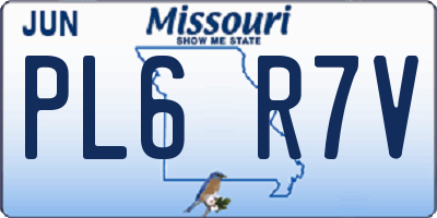MO license plate PL6R7V
