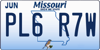 MO license plate PL6R7W