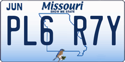 MO license plate PL6R7Y