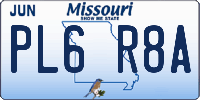 MO license plate PL6R8A
