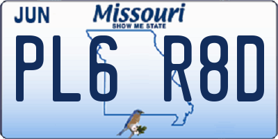 MO license plate PL6R8D