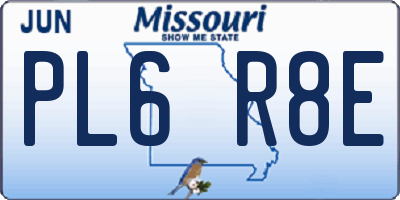 MO license plate PL6R8E