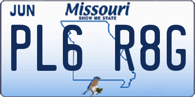MO license plate PL6R8G