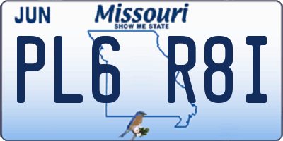 MO license plate PL6R8I