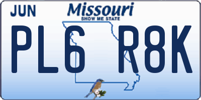MO license plate PL6R8K
