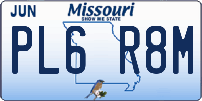 MO license plate PL6R8M