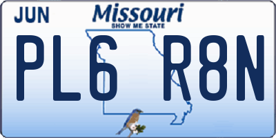 MO license plate PL6R8N
