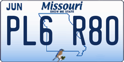 MO license plate PL6R8O