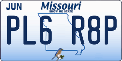 MO license plate PL6R8P