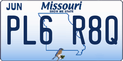 MO license plate PL6R8Q