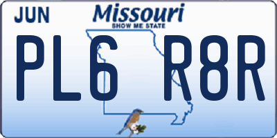 MO license plate PL6R8R