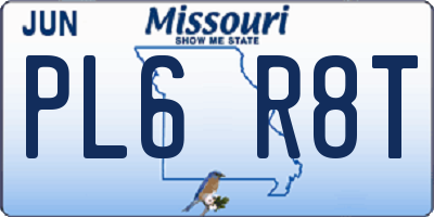 MO license plate PL6R8T