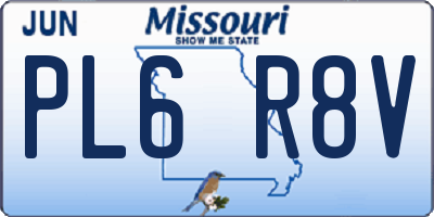 MO license plate PL6R8V