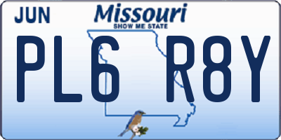 MO license plate PL6R8Y