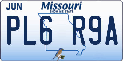 MO license plate PL6R9A