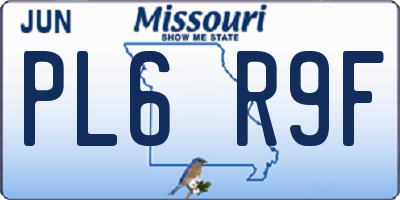 MO license plate PL6R9F