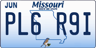 MO license plate PL6R9I