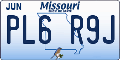 MO license plate PL6R9J