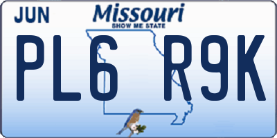 MO license plate PL6R9K