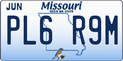 MO license plate PL6R9M