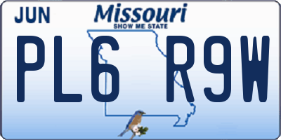 MO license plate PL6R9W