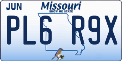 MO license plate PL6R9X
