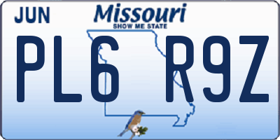 MO license plate PL6R9Z