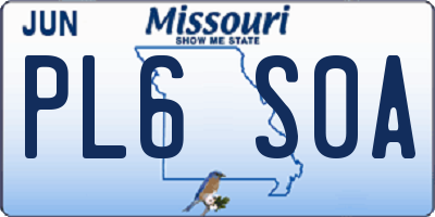 MO license plate PL6S0A