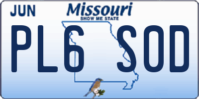 MO license plate PL6S0D