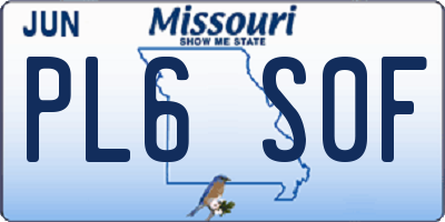 MO license plate PL6S0F