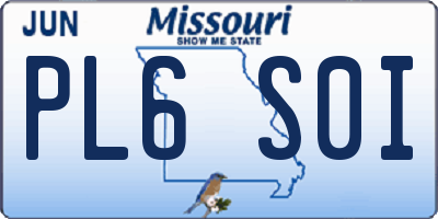MO license plate PL6S0I