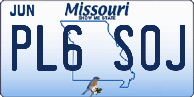 MO license plate PL6S0J