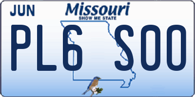 MO license plate PL6S0O