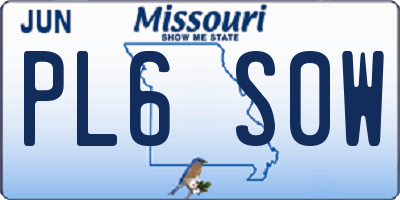 MO license plate PL6S0W